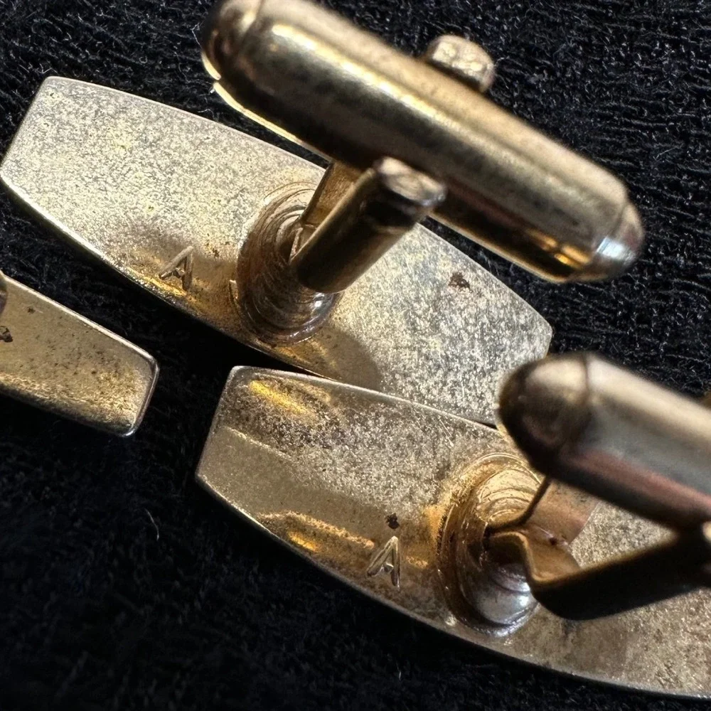Vintage Anson Spade Tie Clip Cufflinks Set Gold Tone Mid Century‎ Mens